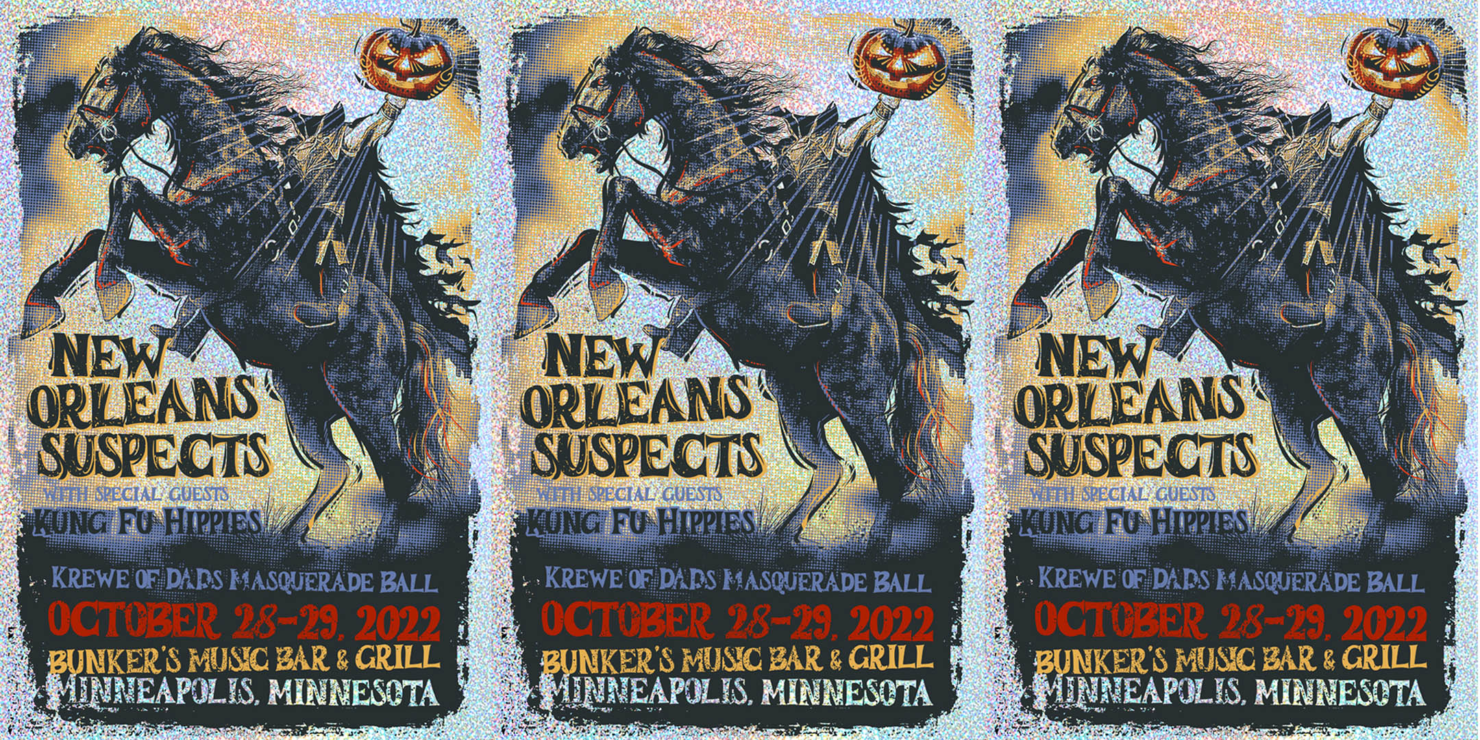 Krewe of DADs & Nobool Presents New Orleans Suspects with guest Kung Fu Hippies October 28 & 29, 2022 Bunker's Music Bar & Grill