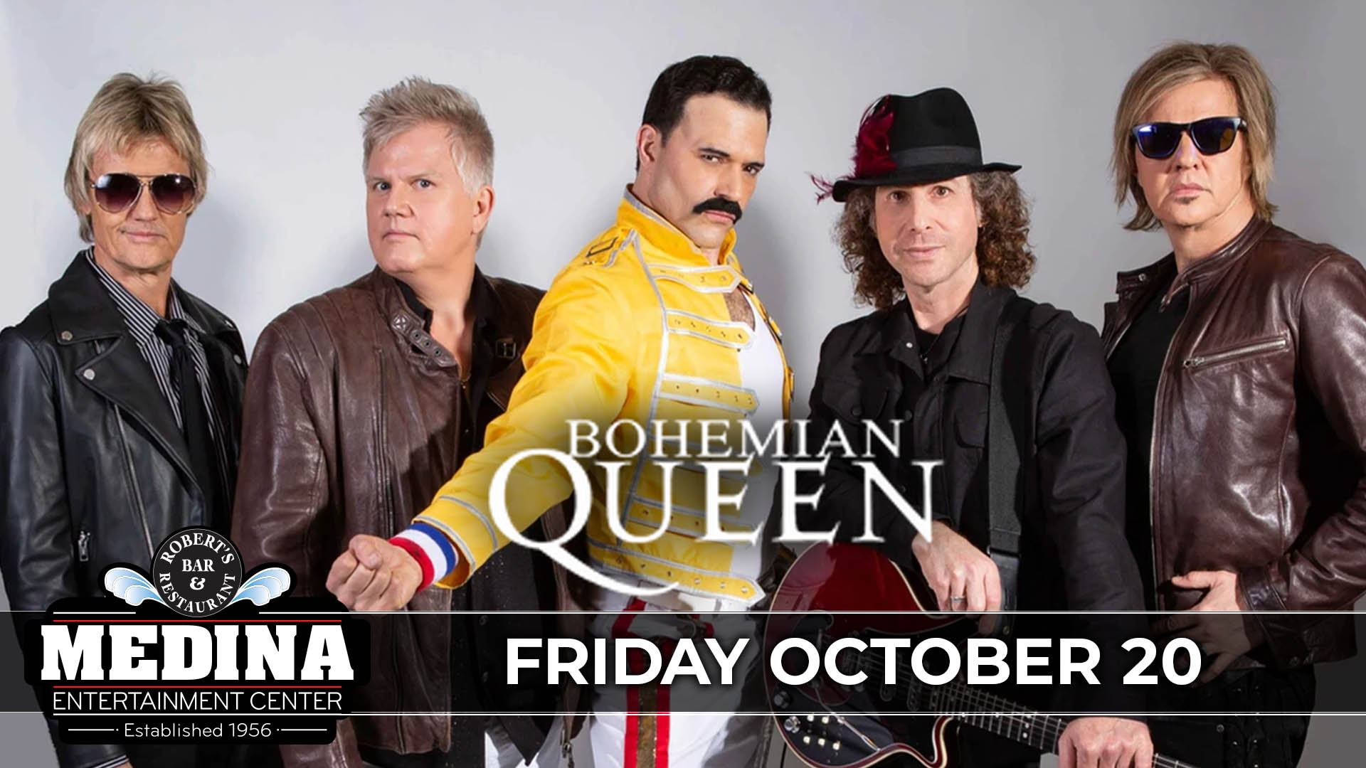 Bohemian Queen All-Star Tribute Band BOHEMIAN QUEEN Medina Entertainment Center Friday, October 20TH, 2023 Doors: 7:30PM | Music: 8:30PM | 21+ Tickets on-sale Friday June 9 at 11am General Seating $28 / Silver Reserved $39 / Gold Reserved $44 - plus applicable fees