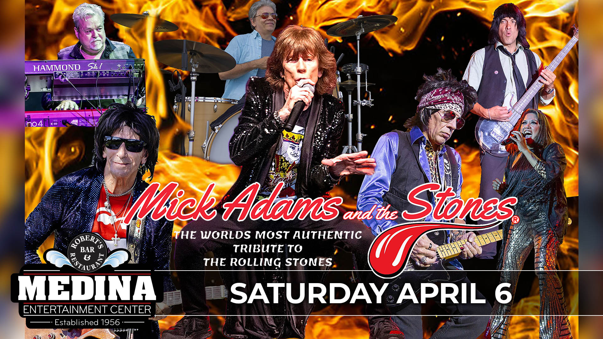 Mick Adams And The Stones A Tribute To The Rolling Stones Medina Entertainment Center Saturday, April 6, 2024 Doors: 7:00PM | Music: 8:00PM | 21+ Tickets on-sale Friday, January 26 at 12PM Gold Reserved $38 / Silver Reserved $33 / General Seating $30 plus applicable fees