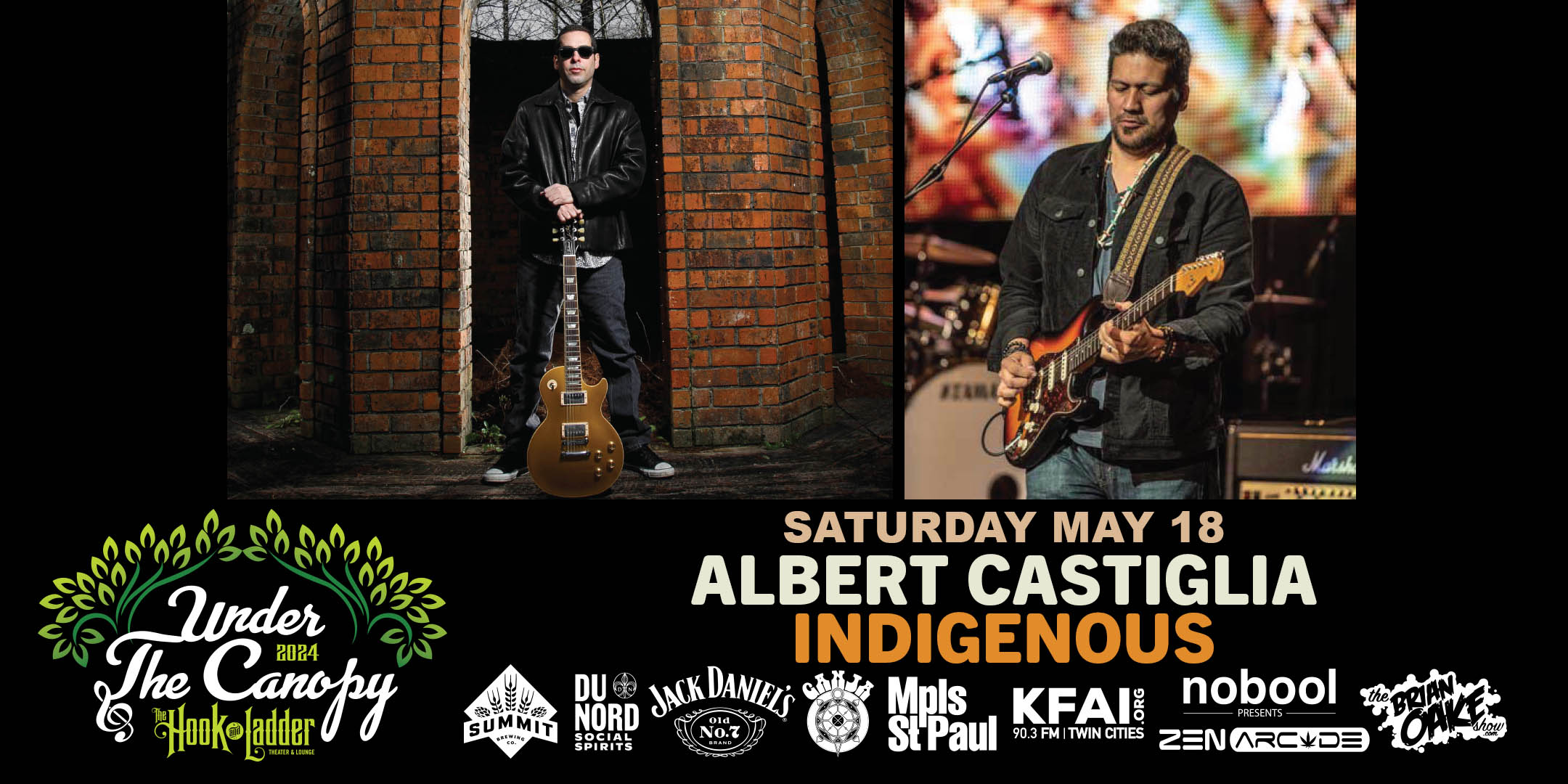 Roots, Rock, & Deep Blues presents Albert Castiglia / Indigenous Saturday, May 18, 2024 Under The Canopy at The Hook and Ladder Theater "An Urban Outdoor Summer Concert Series" Doors 6:00pm :: Music 7:00pm :: 21+ Reserved Seats: $40 GA: $25 ADV / $30 DOS