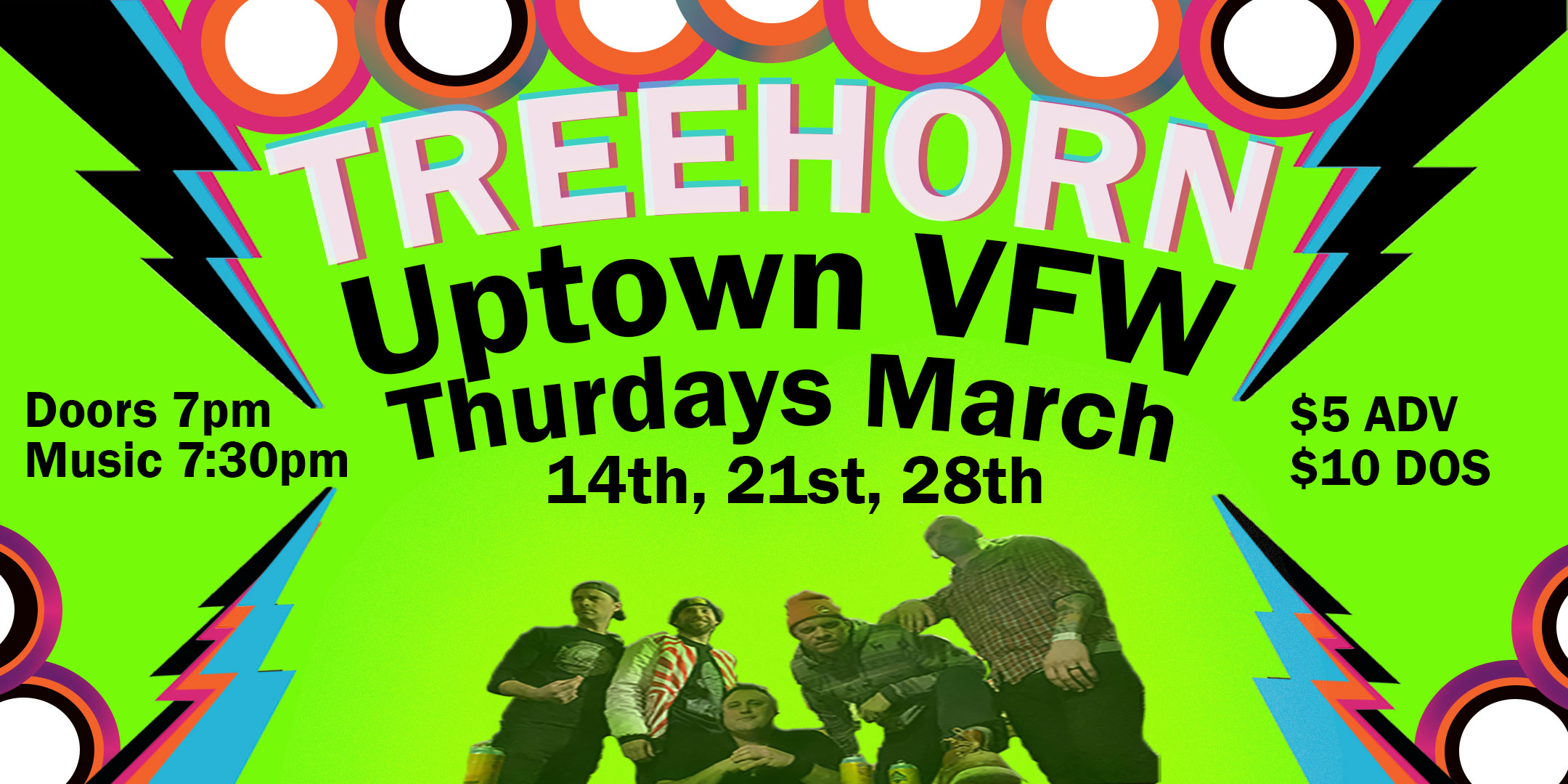 TREEHORN An Epic Night of '90s Rock Thursday March 21 James Ballentine "Uptown" VFW Post 246 2916 Lyndale Ave S Mpls Doors 7:00pm :: Music 7:30pm :: 21+ GA: $5 ADV / $10 DOS