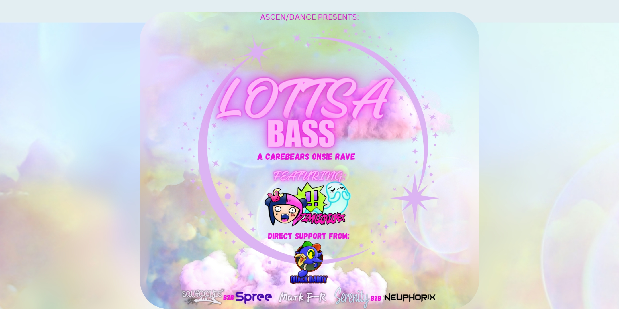 Ascen/Dance Presents: LOTTSA BASS A CARE BEARS ONESIE RAVE Friday May 17 James Ballentine "Uptown" VFW Post 246 2916 Lyndale Ave S Mpls Doors 9pm :: Music 9pm :: 21+ GA: $10 ADV / $15 DOS