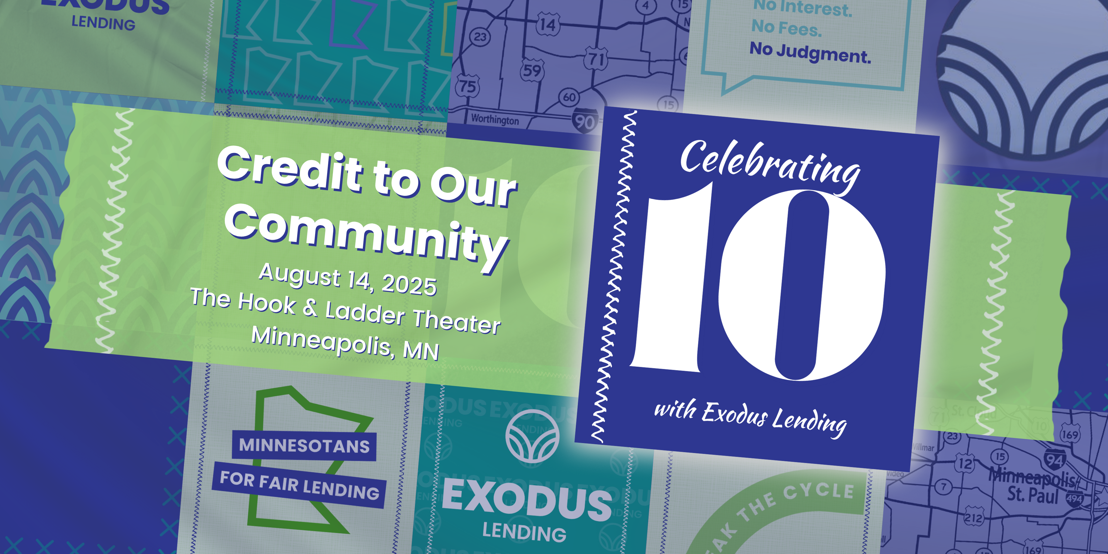Credit to Our Community Fundraiser: 10 Years of Exodus Lending Saturday, August 14, 2025 Hook & Ladder Theater Event Starts 5:30pm :: 21+