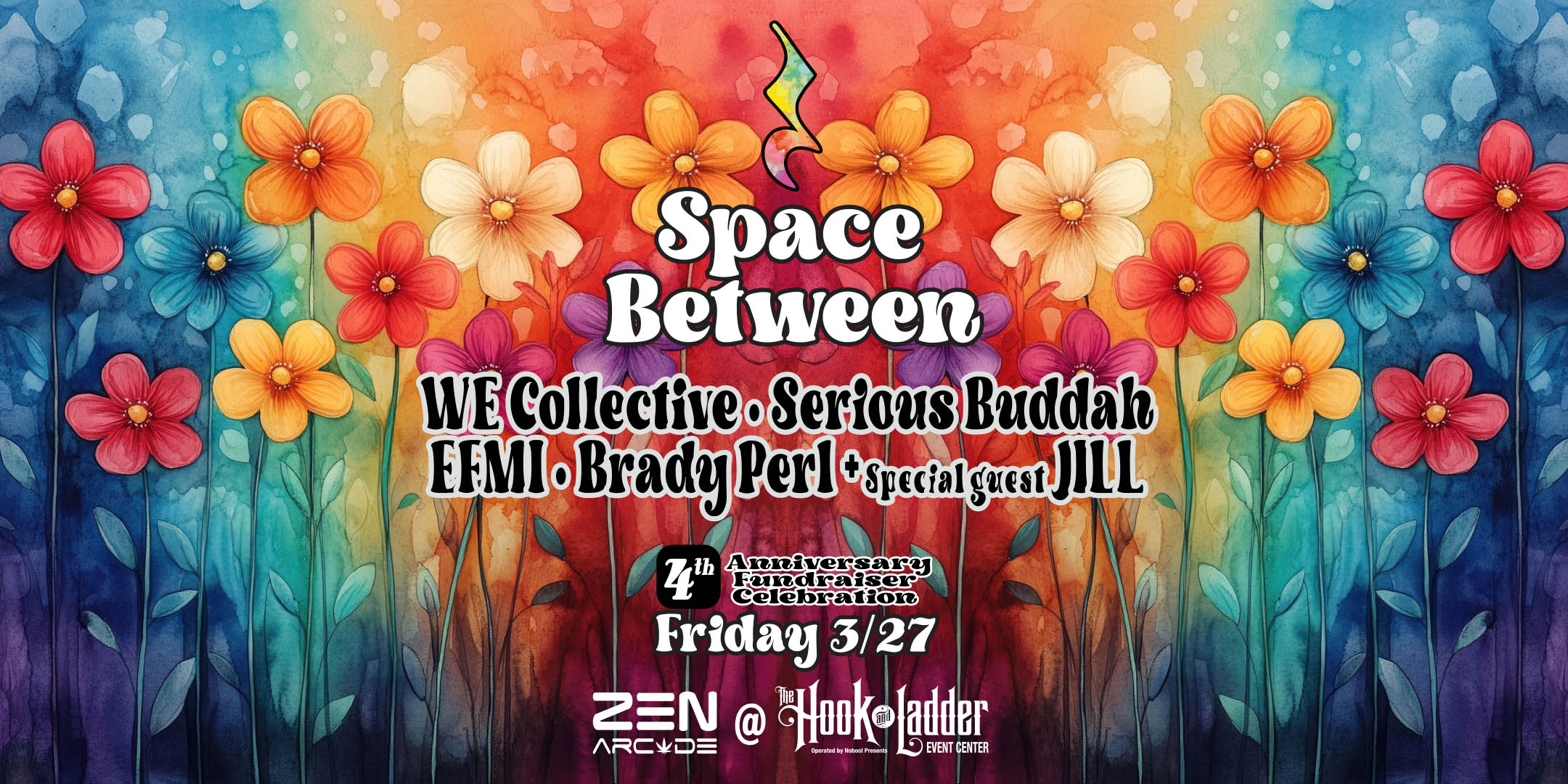 Friday March 27 The Hook and Ladder Event Center The Zen Arcade Stage Doors 7pm :: Music 7:30pm :: 21+ $13 ADV (Box Office) / $15 ADV (Online) / $20 DOOR All Proceeds go to Space Between Programming