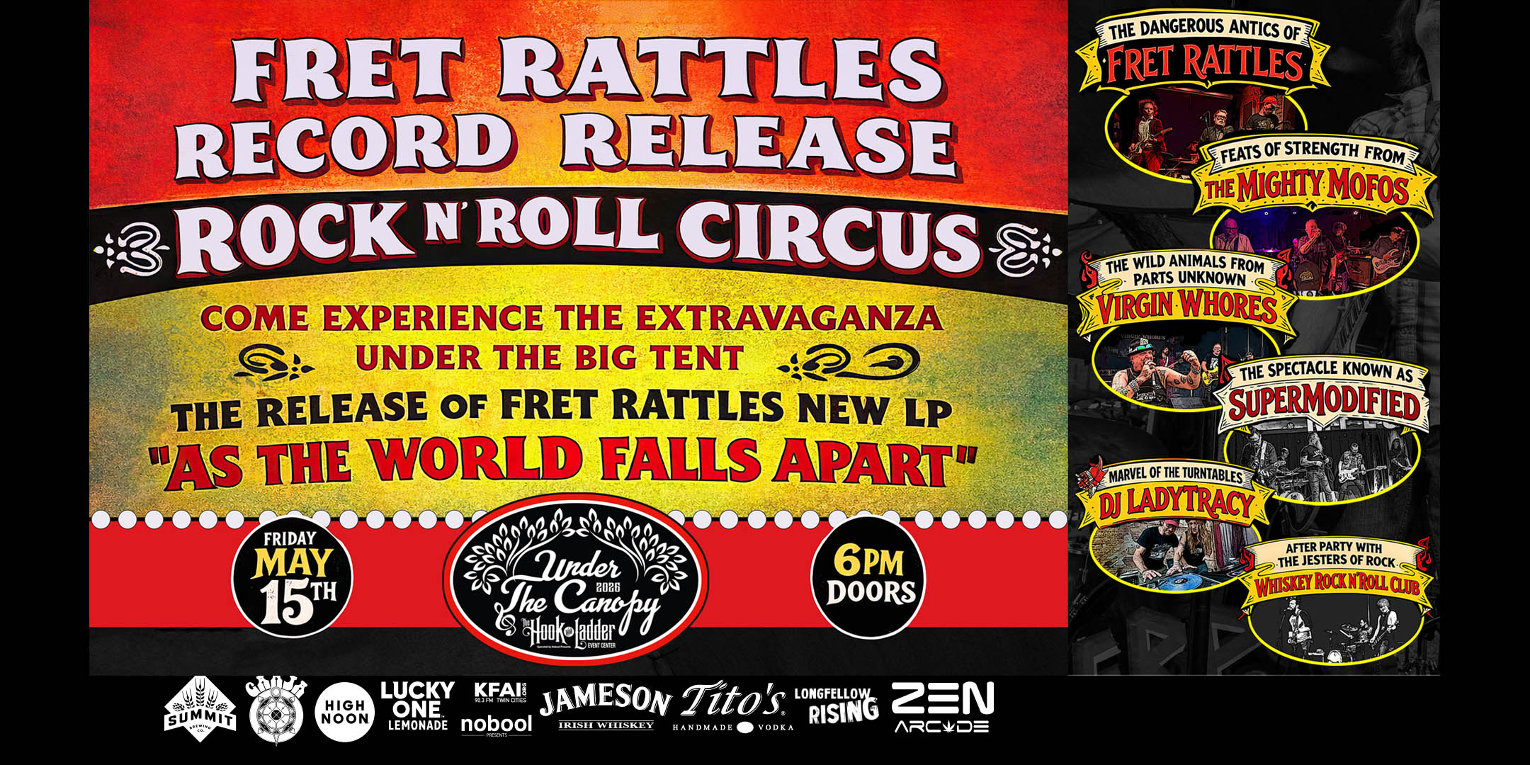 Friday May 15 Under The Canopy @ TheHook and Ladder Event Center "An Urban Outdoor Summer Concert Series" Doors 6:00pm :: Music 7:00pm :: 21+ RAIN or SHINE