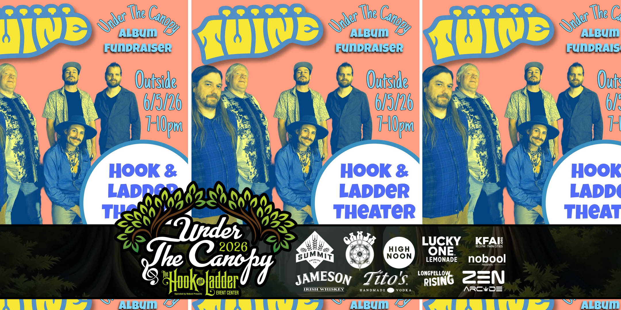 TWINE Album Fundraiser Friday, June 5, 2026 The Hook and Ladder Event Center Under The Canopy Doors 6:00 PM :: Music: 7:00 PM – 10:00 PM :: 21+